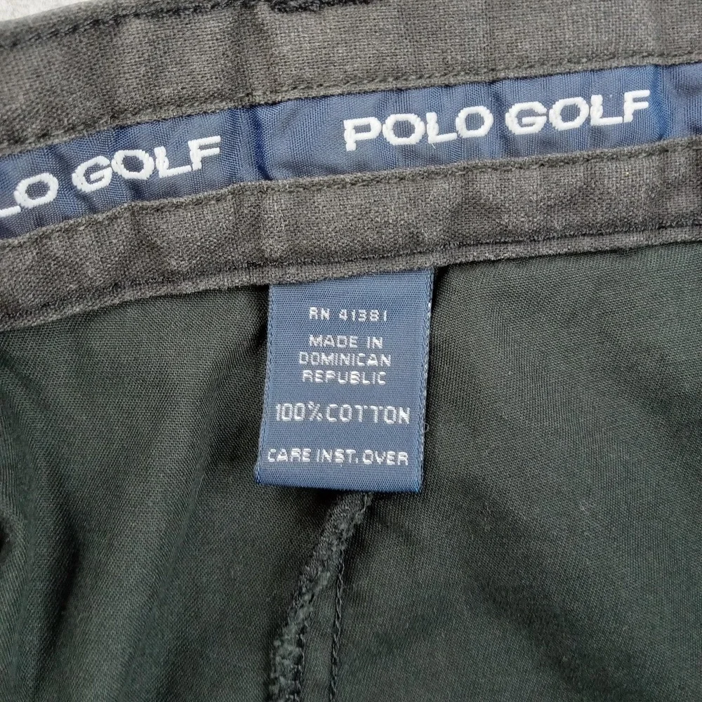 Polo Golf Pants Mens 42x30 Black 100% Cotton‎ Pleated Chino Straight Leg Casual